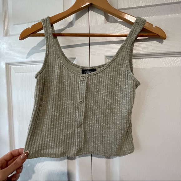 Eclipse Ribbed Knit Top in Light Gray size extra small - Picture 9 of 10